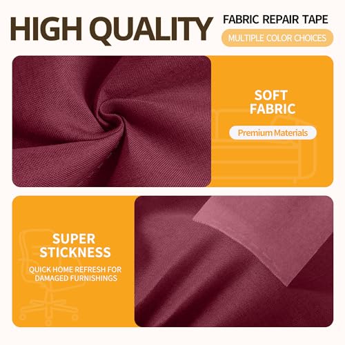 Fabric Repair Tape, 4" x 80" Self-Adhesive Linen Repair Tape Patch Kit - color: Burberry Red, size: 4" x 80"
