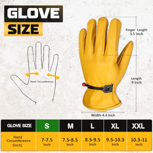 Cowhide Work Gloves Men & Women, Reinforced Palm, Puncture Resistanta - size: Large