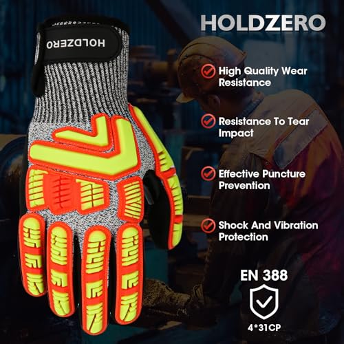 Protective Gloves Cut Resistant A3 Impact Resistant Touchscreen Sandy Nitrile Coating Reinforcement - size: X-Large