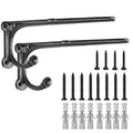Metal Wall Shelf Brackets 8 Inch with Hooks Heavy Duty Brackets for Floating Shelves, Cast Iron Shelf Bracket Black 2 Pack - size: 2 Pack 8" Bracket