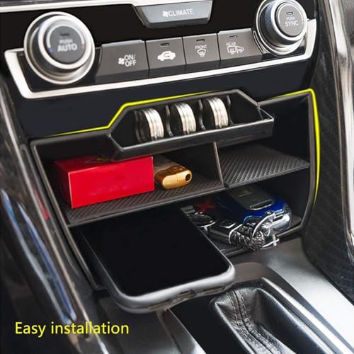Waterproof ABS Plastic Caddy for Honda Civic Sedan 10th Gen Central Console Box Coins Trays Organizer with USB Extension Cable - Fits 2016-2021