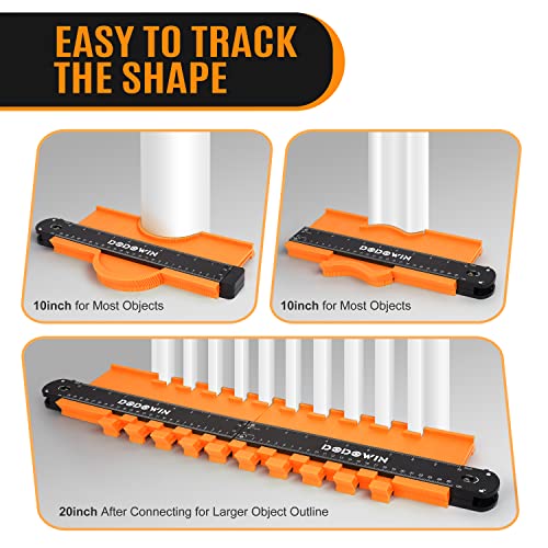 DODOWIN 20 Inch Connectable Contour Gauge, Gifts for Men, Dad and Husband - color: Orange-20 In.