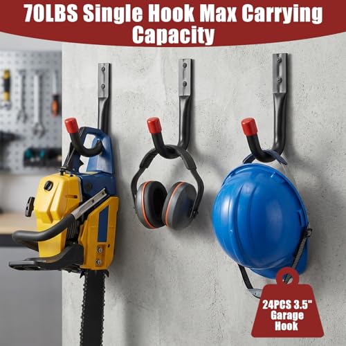 24 Pcs Heavy Duty Garage Hooks 3.5" Iron Utility Hook for Garage Wall Mount