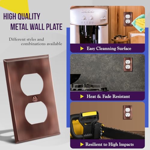 ENERLITES Duplex Receptacle Outlet Metal Wall Plate, 1-Gang Antique Copper - color: Antique Copper, size: Standard Size