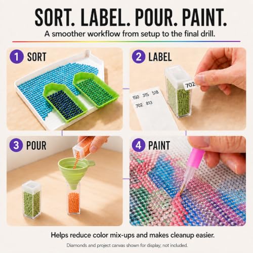 MERATIA Diamond Art Painting Storage Case Organizer, 80 Slots Containers - color: 80 Slots-Purple