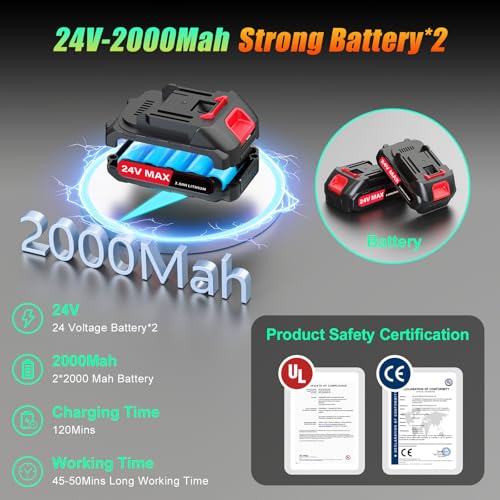 6 Inch Mini Chainsaw Cordless, 24V Battery Powered Chain Saw - color: Red
