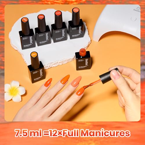 Beetles Orange Gel Polish Set, Scarlet Sunset Collection,6 Fall Colors - color: Scarlet Sunset