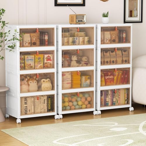 YFXCVSL 4 Tier Plastic Storage Bins with Lid 32QT, Stackable Storage Bins - size: 4-Tier 32QT