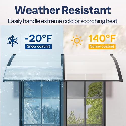 VIVOHOME Polycarbonate Window Door Awning Transparent 38 Inch x 153 Inch - color: Transparent, size: 38 Inch x 153 Inch