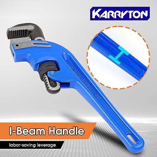 8 Inch End Pipe Wrench, Jaw Opening 1.5"/38mm Adjustable Cast Iron offset Handle Plumbing Wrench, Perfect Plumbers Tool for Oil Field, Plumbing, Auto Repair, Construction and Mechanics - size: 8-IN, style: End