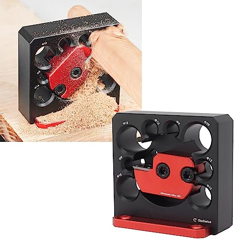 AUNMAS Adjustable Dowel Maker Jig, 8 Hole Sizes Aluminum Alloy Woodworking Tool for 8mm to 20mm Dowels Hardened Steel Holes Strong Joints Portable Project Use with Accessory Kit