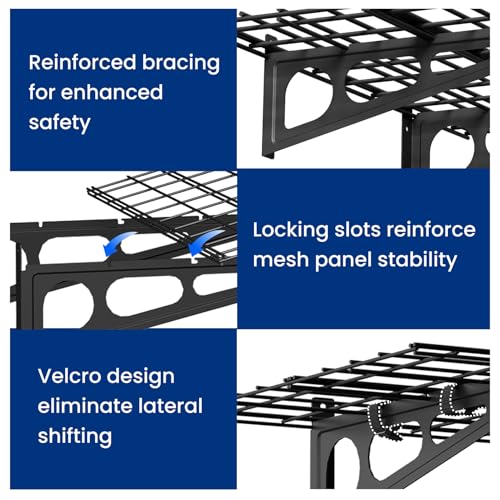 FLEXIMOUNTS 2-Pack Garage Shelving with Hooks, 2x6ft Storage Shelves, Black - color: Black, size: 2 pack-2x6 ft w/hooks