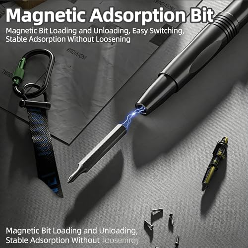 13 in 1 Multi Bit Mini Screwdriver Set Magnetic, Manual Precision Screwdriver Set, EDC Pen Screwdriver for Eyeglasses, Electronics, Watches, Phones, Laptops, Cameras, Gadgets for Men - color: Black