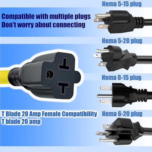 3FT 12AWG Heavy Duty Right-Angle 15Amp to 20Amp Extension Cord - size: 3Ft extension cord