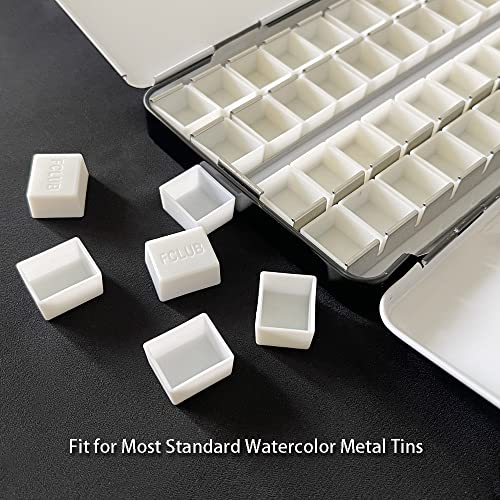 FCLUB 48PCS Refillable Empty Watercolor Half Pans, 2ml - style: 48Pcs Half pans