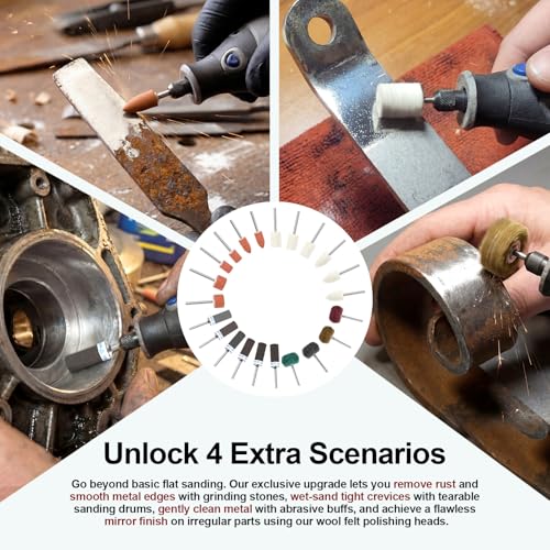 304-Piece Rotary Tool Accessory Kit with Sanding and Polishing Attachments - size: 1 Inch