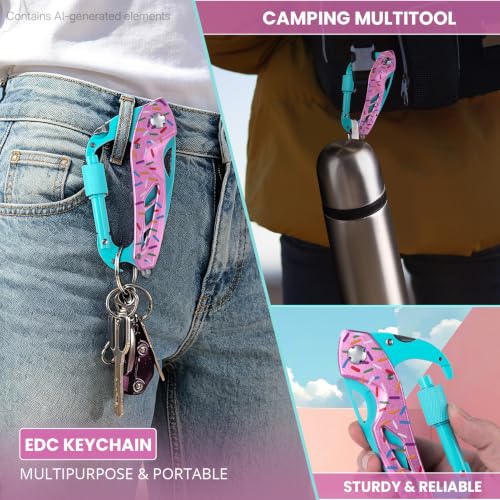 FUNBRO 6-in-1 Multitool with Folding Pocket Knife, Bottle Opener - color: Macaron