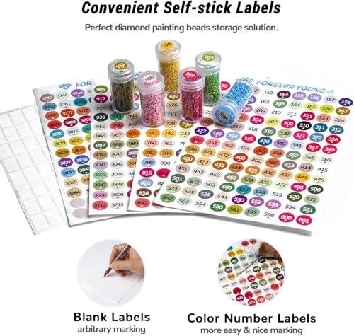forever young 1-Pack Diamond Art Storage Container, 60-Grid Bead Organizer - size: 1 Pack (60 Jars)