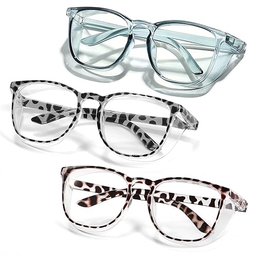 Safety Glasses Goggles for Women Girls Anti Fog Protective Eyewear Glasses - color: Blue+tortoise+new-tortoise