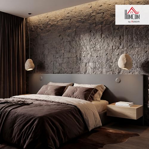 HOMCOM 8-Pack 3D Faux Stone Wall Panels Water-Resistant 4' x 2' Black - color: Black