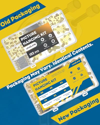 Uniclife 152 Pcs Heavy Duty Picture Hanging Kit, Picture Hanging Hooks,Gold - size: 152 Pcs, style: Gold