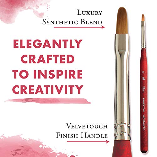 Princeton Velvetouch Mini Filbert Brush, Synthetic, Short Handle, Size 0, 1 Count - size: Size 0