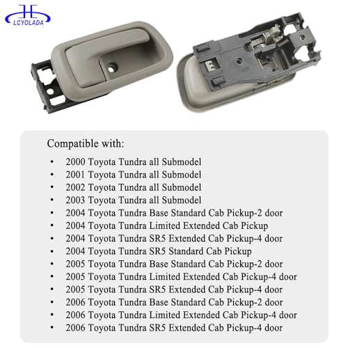Set of 4 Interior Door Handles W/Bezel (Light Gray) Fit for 2000-2006 Toyota Tundra(Standard/Extended Cabs ONLY),Front and Rear Side - size: Front & Rear Left & Right