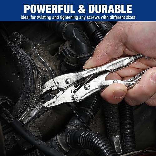 WORKPRO Locking Pliers, 4-inch Mini Curved Jaw Vice Grips pliers - size: 4"
