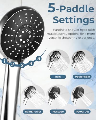 Shower Head with Handheld,High Pressure Chrome Slide Bar ShowerHead - color: C-Chrome, style: Rectangular 12"