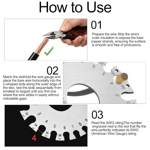 2 Pcs Stainless Steel Thickness Gauges Wire Gauge Measuring Tool - style: Round&Sheet