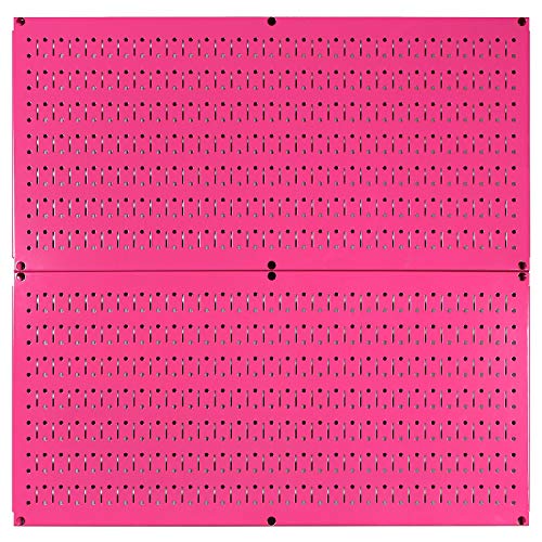 Wall Control Pegboard Rack Horizontal Metal Pegboard Garage Tool Storage Pack - Two 32-Inch Wide x 16-Inch Tall Easy To Install Peg Boards (Pink) - color: Pink