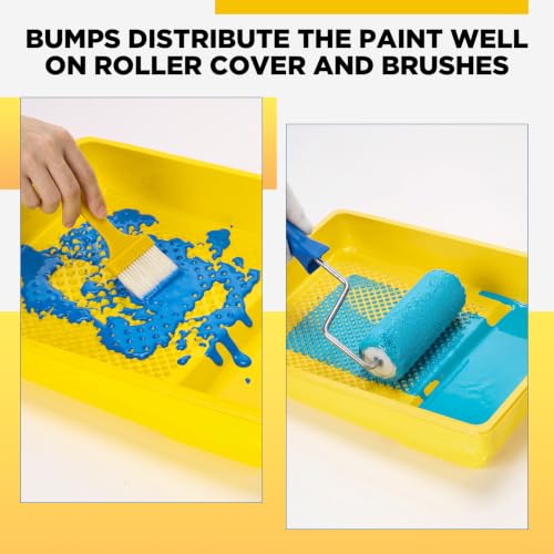 Geelin 40 Pcs 9 Inch Disposable Paint Tray Liner Heavy Duty Plastic Household Paint Pan Trays(Dots, Yellow) - color: Yellow, size: 9 Inch, style: Dots