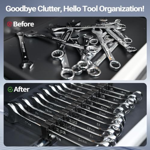 Heavy Duty Magnetic Screwdriver & Wrench Organizer, 12 Slot Tool Holder - color: Black, size: 12-Slot