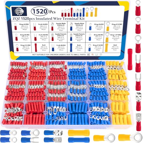ZQZ 1520Pcs Wire Connectors Kit, Crimp Electrical Terminal Connectors - size: Mixed Crimp