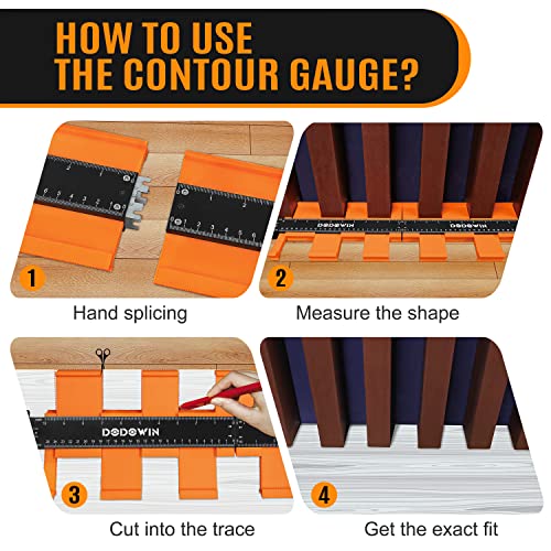 DODOWIN 20 Inch Connectable Contour Gauge, Gifts for Men, Dad and Husband - color: Orange-20 In.