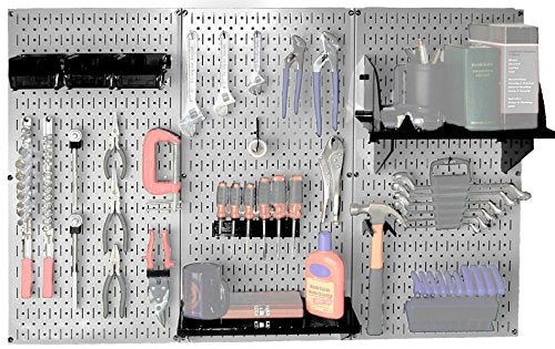 Wall Control 30-WRK-400GB Standard Workbench Metal Pegboard Tool Organizer,Gray/Black - color: Gray/Black