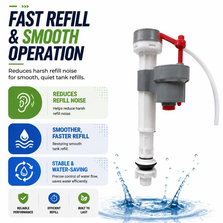 MinSha Universal Toilet Fill Valve, Adjustable POM Tank Repair Kit