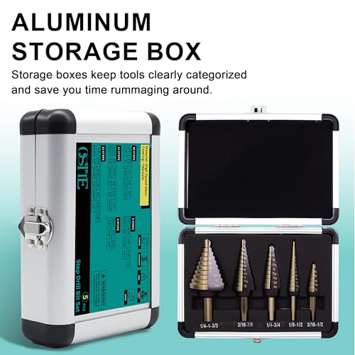 Step Drill Bit Set 5Pcs, HSS Step Drill Bits 50 Sizes - style: 5PC