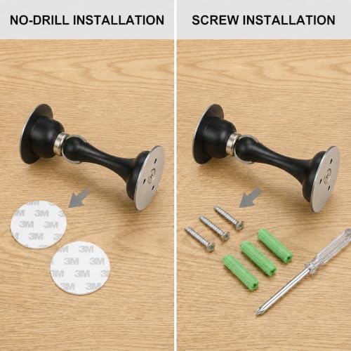 Magnetic Door Stopper 2 Pack, Multi-Angle Wall Guard, Matte Black - color: Matte Black