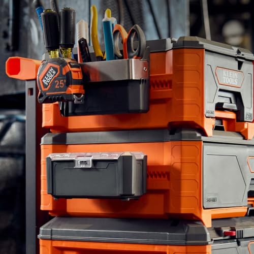 Klein Tools 54815MB MODbox Parts Bin, Modular Tool Storage System Side Mounting Accessory, Easy One-Handed Attachment, Clear Lid