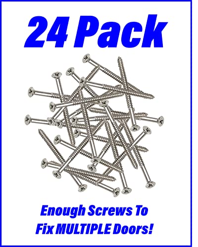 Satin Silver Nickel Finish Wood Screws 9 X 1-1/2 Inch – Steel Door Hinge Screws - Door Security Screws - 24 Pack