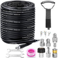 150FT Sewer Jetter Kit for Pressure Washer, 5800PSI Drain Cleaner Hose - color: Black -150FT hose