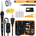 80W LCD Soldering Iron Kit Adjustable Temp 180-520℃ Precision Soldering Gun | 15s Fast Heating Electronics Soldering Kit with 50g Solder Wire, Flux, 5 Soldering Tips, Desoldering Pump, Stand, Tweezers