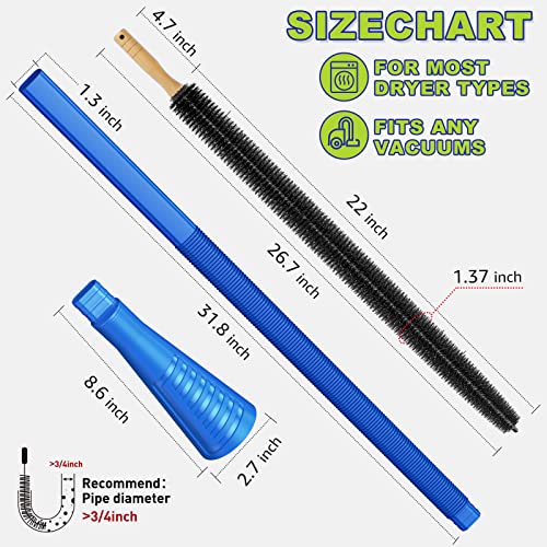 Sealegend 2 PCS Dryer Vent Cleaner Kit, Dryer Lint Vacuum Attachment&Brush - color: Deep Blue