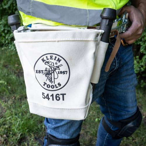 Klein Tools 5416T Tool Bag, Bull-Pin and Bolt Pouch, No. 4 Canvas with Tunnel Connection, 5 x 10 x 9-Inch - size: 1 Count, style: Canvas
