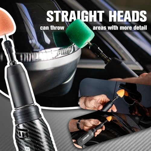 BATOCA S6 Mini Cordless Polisher 2 Heads for Car/Motorcycles Detailing Kit - size: Carbon Style with 2 batteries