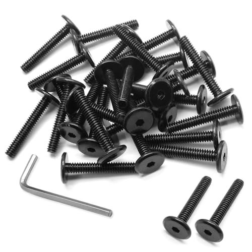 Biaungdo Flat Head Allen Bolts, 1/4-20 x 1-1/2 Inch, Black, 30 Pcs | Socket Cap Screws Joint Connecting Bolts Countersunk Screws Bolts for Furniture, Fully Threaded - size: 1/4-20 x 1-1/2 Inch