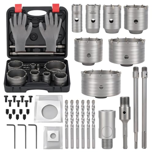 Professional 39PCS Concrete Hole Saw Kit with SDS Plus & Max Shank - size: (1-3/16" to 4-5/16")-39PCS