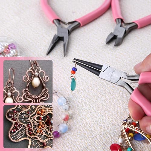 Mini Jewelry Pliers Set 3 Pcs Jewelry Making Tools Pliers Kit - style: Long Nose & Round Nose & Diagonal Pliers