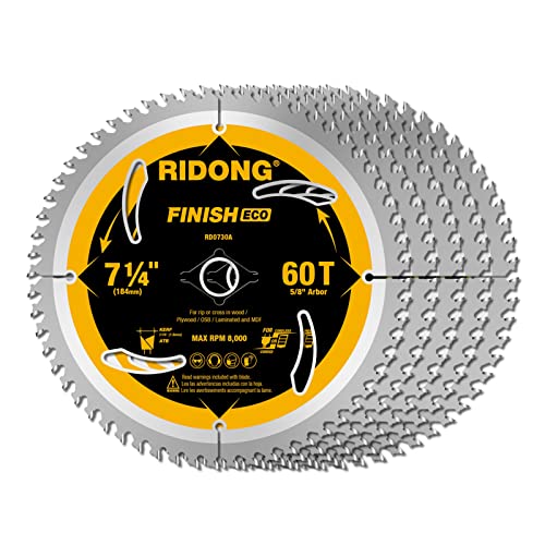 7-1/4 Inch 60 Tooth Circular Saw Blade with 5/8 Inch Arbor ATB Finishing for Wood Cutting(5-Packs) - size: 7-1/4" 60T (5 packs)